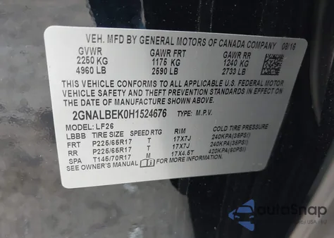 2017 Chevrolet Equinox Ls from USA, damaged, VIN 2GNALBEK0H1524676
